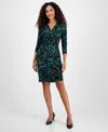 Kasper Women's Printed 3/4-sleeve Faux-wrap Dress In Multi