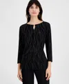 Kasper Womens Embellished Polyester Blouse In Black,gold