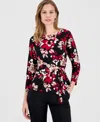 Kasper Women's Printed 3/4-sleeve Side-tie Top In Multi