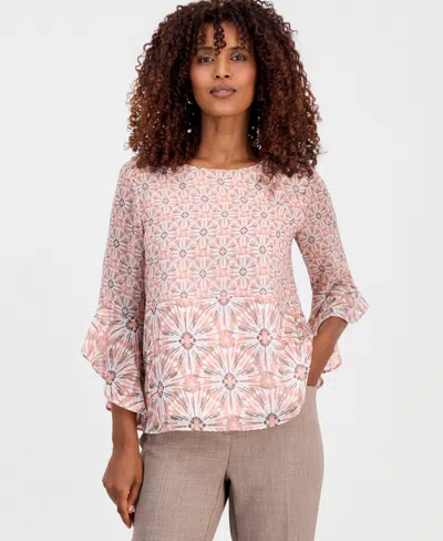Kasper Women's Printed 3/4-sleeve Top In Pink