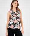 Kasper Women's Printed Cowlneck Sleeveless Top