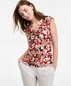 Kasper Women's Printed Cowlneck Top, Regular & Petite