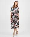 Kasper Women's Printed Elbow-sleeve Midi Dress In Multi