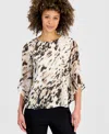 Kasper Women's Printed Flared-cuff Blouse In Multi