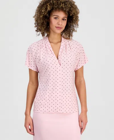 Kasper Women's Printed Flutter Sleeve Blouse In Blue