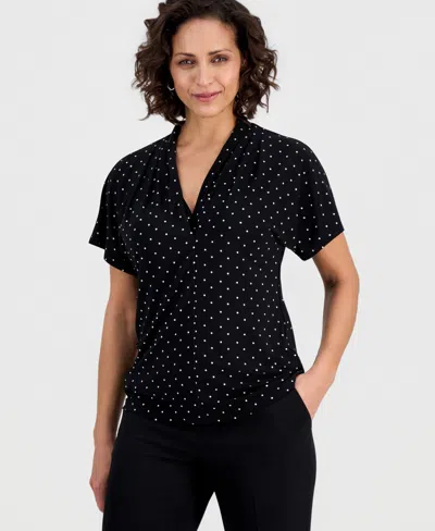 Kasper Women's Printed Flutter Sleeve Blouse In Blue