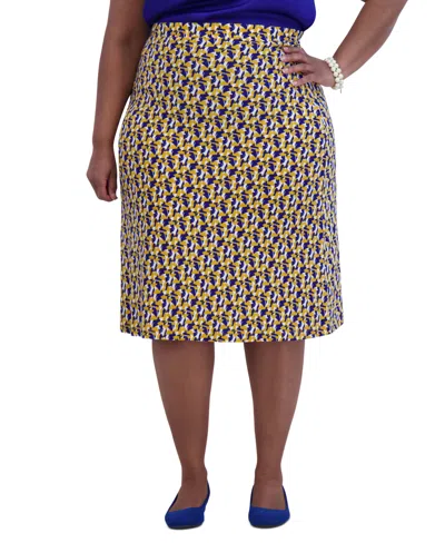 Kasper Women's Printed Ity Pull-on A-line Skirt In Gold Sig M