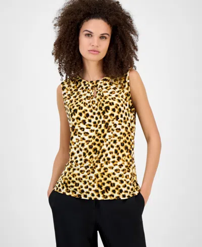 Kasper Women's Printed Keyhole-neck Tank In Multi