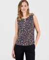Kasper Women's Printed Keyhole Sleeveless Top In Multi