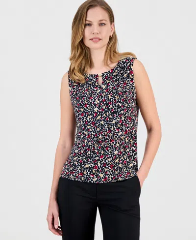 Kasper Women's Printed Keyhole Sleeveless Top In Multi