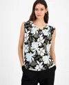 Kasper Women's Printed Keyhole Sleeveless Top, Regular & Petite