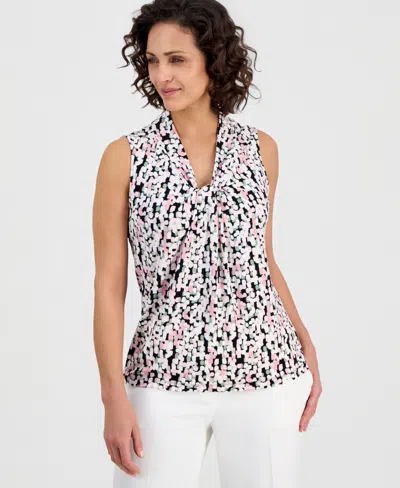 Kasper Women's Printed Knot-neck Sleeveless Top, Regular & Petite In Loden Dusk Multi