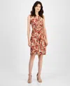 Kasper Women's Printed O-ring Sleeveless Faux-wrap Dress