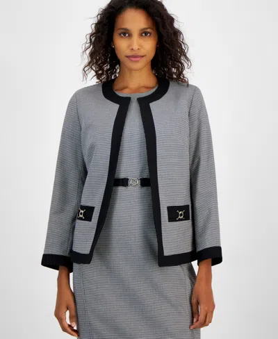 Kasper Women's Printed Open-front Blazer In Black,white
