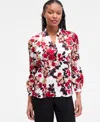 Kasper Women's Printed Pleated-shoulder Blouse, Regular & Petite In Multi