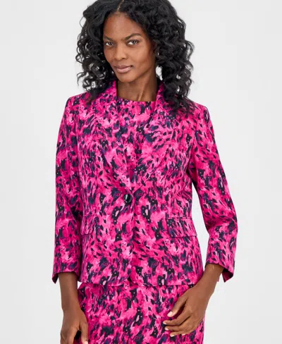 Kasper Women's Printed Shawl-collar Scuba Jacket In Pink