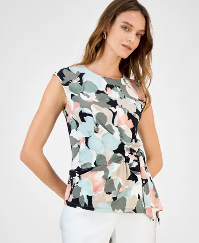 Kasper Women's Printed Side-tie Sleeveless Top In Multi