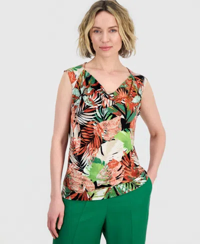 Kasper Women's Printed Sleeveless Cowl-neck Top In Multi