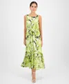 Kasper Women's Printed Sleeveless Midi Dress, Regular & Petite In Kiwi Multi