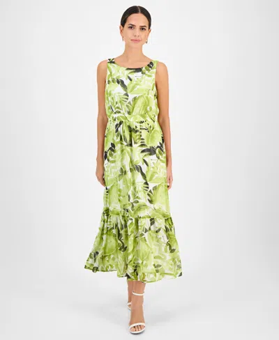 Kasper Women's Printed Sleeveless Midi Dress, Regular & Petite In Kiwi Multi