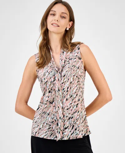 Kasper Women's Printed Tie-neck Sleeveless Top