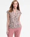 Kasper Allover Print Cap Sleeve Shirt