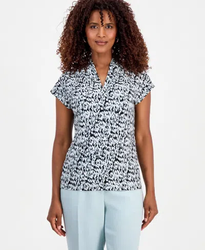 Kasper Women's Printed V-neck Knit Top In Multi