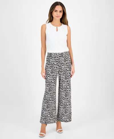 Kasper Women's Printed Wide-leg Pull-on Pants In Summer Straw Multi