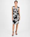 Kasper Women's Printed Wrap-style Dress In Black Multi