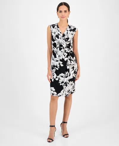 Kasper Women's Printed Wrap-style Dress In Black Multi