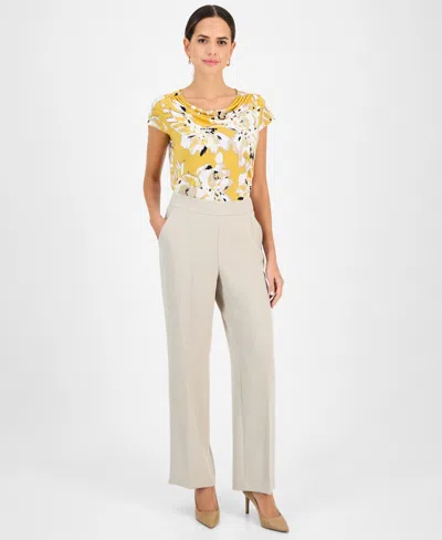 Kasper Women's Mid-rise Straight-leg Ankle Pants, Regular & Petite In Summer Straw