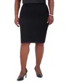 Kasper Plus Womens Solid Polyester Pencil Skirt In Black