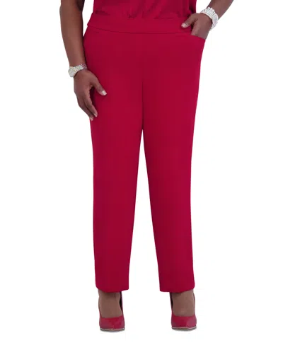 Kasper Pull-on Welt-pocket Straight-leg Pants, Women's & Plus Size In Crimson
