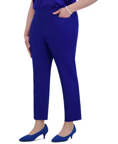 Kasper Women's Pull-on Straight-leg Pants In Royal Sign