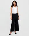 Kasper Pull-on Ankle Wide Leg Pants In Black