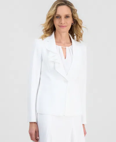 Kasper Women's Ruffle-lapel One-button Blazer In White