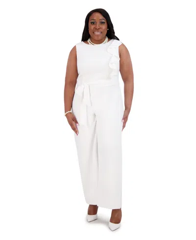Kasper Women's Ruffle-shoulder Sleeveless Jumpsuit