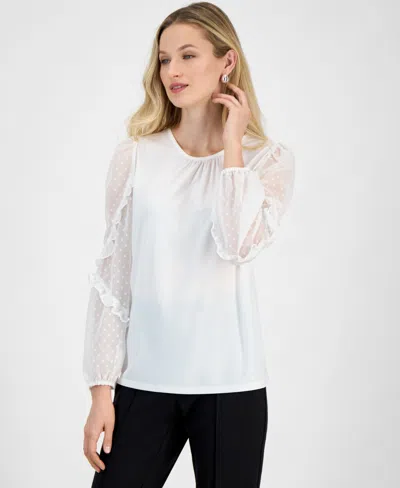 Kasper Women's Ruffle-sleeve Blouse In Vanilla Ice
