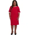 Kasper Women's Ruffle-sleeve Shift Dress, Regular & Plus Size In Crimson Cream