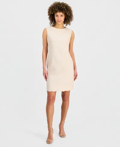 Kasper Women's Scalloped-hem Sheath Dress In Neutral