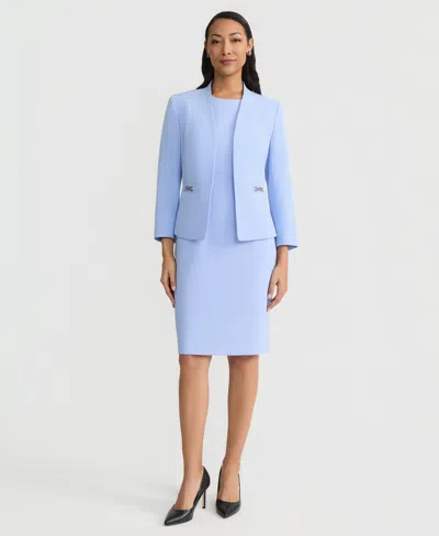 Kasper Women's Seamed Buckle-trim Cardigan In Blue