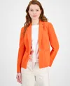 Kasper Plus Size Notched Collar Paneled One-button Blazer In Orange