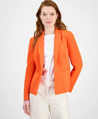 KASPER WOMEN'S SEAMED ONE-BUTTON BLAZER, REGULAR & PETITE