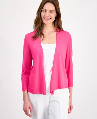 Kasper Women's Self Edge A-line Cardigan In Pink