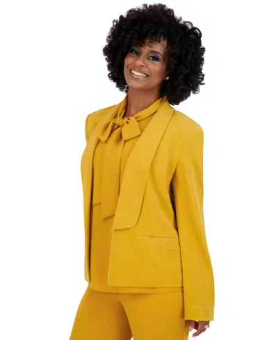 Kasper Women's Shawl-collar Long-sleeve Glitter Jacket Regular & Plus