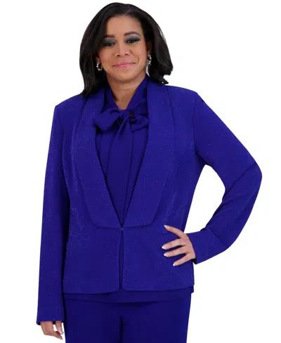 Kasper Women's Shawl-collar Long-sleeve Glitter Jacket Regular & Plus