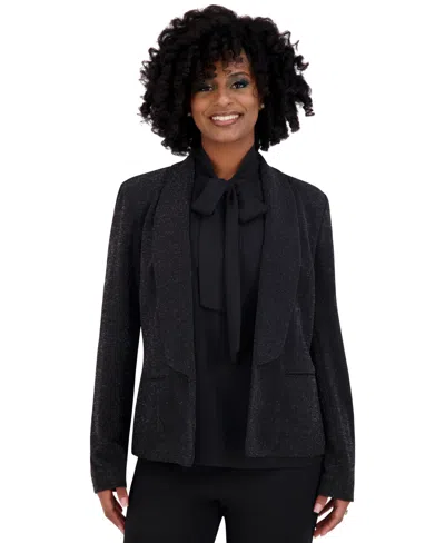 Kasper Women's Shawl-collar Long-sleeve Glitter Jacket Regular & Plus