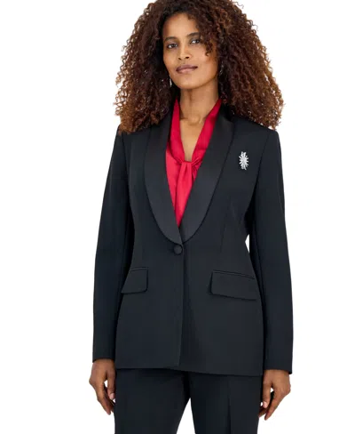Kasper Women's Shawl Collar Long-sleeve Satin Blazer In Black