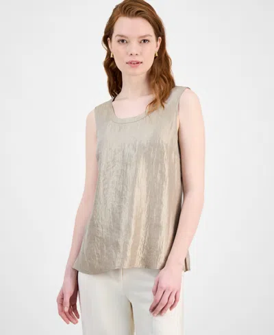 Kasper Women's Shimmer Twill Scoop-neck Sleeveless Top, Regular & Petite Sizes