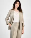 Kasper Women's Shimmer Twill Shawl-collar Open-front Topper